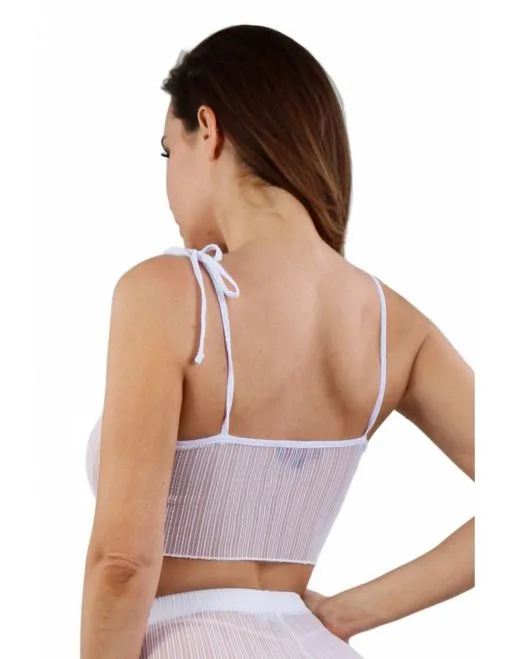 Top Court En Résille Blanche Noué Sur Les épaules -Lingerie Soldes 20730 wh top court 1