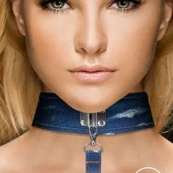 Choker Avec Laisse En Denim -Lingerie Soldes 80236scr d1cf64861c2eeef