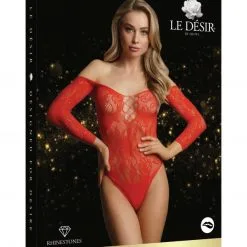 Le Désir Body Ouvert En Dentelle Avec Strass - Wonder Rouge