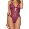 Body En Dentelle Fuchsia Avec Dos En Lanières -Lingerie Soldes body dos lanieres dentelle fuschia 1