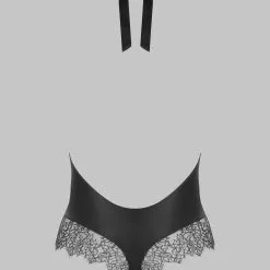 Maison Close Body String En Soie Encolure Américaine - Rendez-vous Noir -Lingerie Soldes body string encolure americaine rdv noir 6