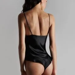Maison Close Body String En Soie Et Dentelle - Rendez-vous Noir -Lingerie Soldes body string rendez vous noir 4