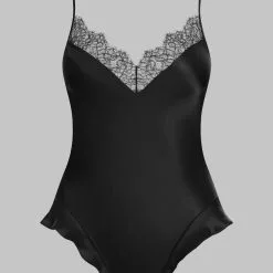 Maison Close Body String En Soie Et Dentelle - Rendez-vous Noir -Lingerie Soldes body string rendez vous noir 5