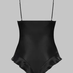 Maison Close Body String En Soie Et Dentelle - Rendez-vous Noir -Lingerie Soldes body string rendez vous noir 6