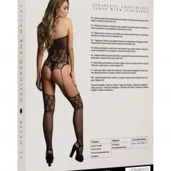 Le Désir Bodystocking Bustier Avec Motifs Graphiques - Stephanie -Lingerie Soldes bodystocking sans bretelles graphique 3