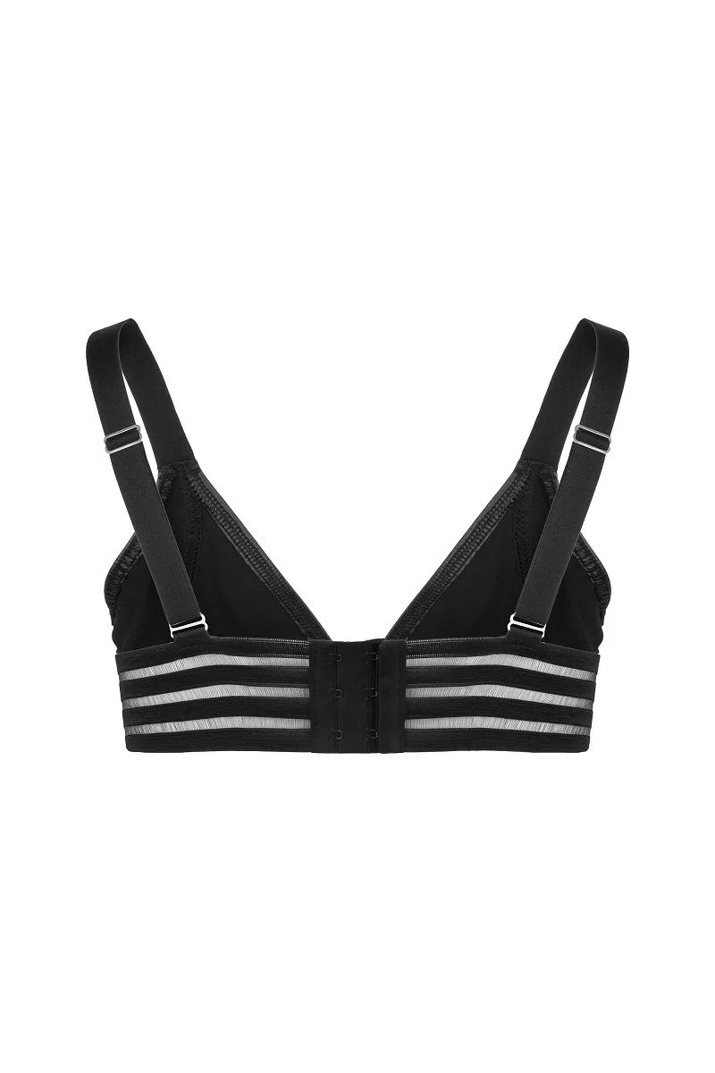 Noir Handmade Brassière En Wetlook Avec Bande élastique Rayée 3 Noir Handmade Brassière En Wetlook Avec Bande élastique Rayée