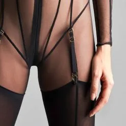 Maison Close Catsuit En Tulle Transparent - L'Amoureuse - Dahlia Noir -Lingerie Soldes catsuit l amoureuse dahlia 3