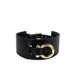 E.L.F. Zhou London Choker Omega En Cuir - Noir Et Or