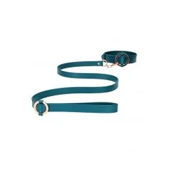 Collier Avec Laisse En Simili Cuir - Vert Et Doré -Lingerie Soldes choker laisse simili cuir vert 3