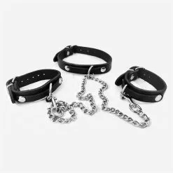 Dollhouse Choker Avec Menottes En Laisse En Cuir épais