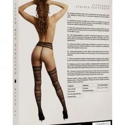 Le Désir Collant Effet Porte-jarretelles En Résille Graphique -Lingerie Soldes collant effet porte jarretelles tricot 4