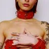 The Sinners Choker Large En Cuir Souple - Rouge -Lingerie Soldes collier confort rouge