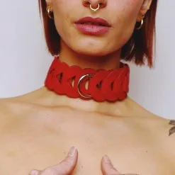 The Sinners Choker En Cuir Tressé - Rouge