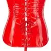Corset Seins Nus En Vinyle - Rouge -Lingerie Soldes corset seins nus vinyle rouge dos
