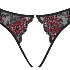 Culotte Ouverte En Dentelle Noire Et Rouge -Lingerie Soldes culotte ouverte dentelle noire rouge cotelli 4