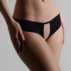 Maison Close Culotte Ouverte - Le Petit Secret - Noir -Lingerie Soldes culotte ouvrable petit secret noir 3