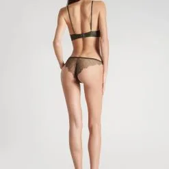 Maison Close Culotte En Soie Et Dentelle - Rendez-vous Kaki -Lingerie Soldes culotte rendez vous kaki 2