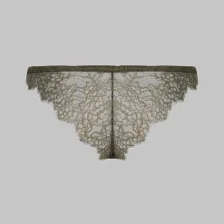 Maison Close Culotte En Soie Et Dentelle - Rendez-vous Kaki -Lingerie Soldes culotte rendez vous kaki 5