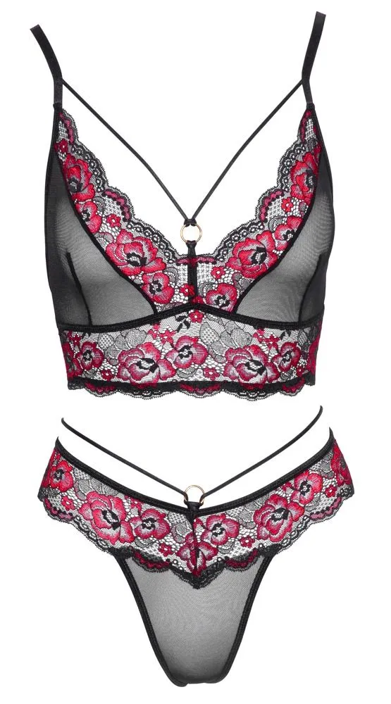 Ensemble De Lingerie En Résille Et Dentelle Rouge Et Noire 4 Ensemble De Lingerie En Résille Et Dentelle Rouge Et Noire – Image 2