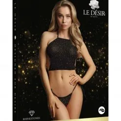 Le Désir Ensemble Top Et String-ouvert Avec Strass - Festive Set