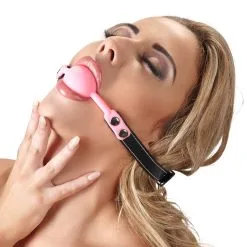 Gag-ball En Silicone - ø 4cm - Rose -Lingerie Soldes gag ball silicone rose mannequin profil