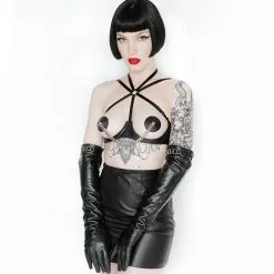 E.L.F. Zhou London Gants Longs En Cuir Italien Et Bijoux Plaqués Or - Midnight 11 E.L.F. Zhou London Gants Longs En Cuir Italien Et Bijoux Plaqués Or - Midnight -Lingerie Soldes gants longs cuir midnight 1