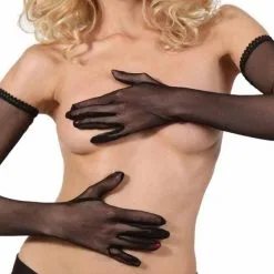 Gants Longs En Résille - Noirs