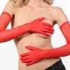 Gants Longs En Résille - Rouges -Lingerie Soldes gants longs resille rouge