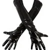 Gants Longs En Vinyle Et Tissu -Lingerie Soldes gants longs vinyle noir face