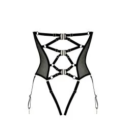 E.L.F. Zhou London Guêpière En Dentelle, Tulle Et Soie - Météorite -Lingerie Soldes guepiere dentelle meteorite 6 1