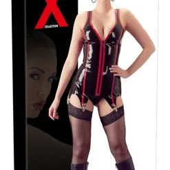 Guêpière En Latex - Rouge Et Noire 11 Guêpière En Latex - Rouge Et Noire -Lingerie Soldes guepiere latex noir rouge packaging
