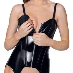 Guêpière En Vinyle Noir -Lingerie Soldes guepiere vinyle 2