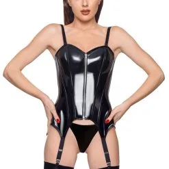 Guêpière En Vinyle Noir -Lingerie Soldes guepiere vinyle 3