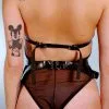 Harnais De Buste Avec Ceinture En Cuir Effet Croco -Lingerie Soldes harnais cuir croco dos