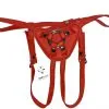 Dollhouse Harnais Pour Gode-ceinture Avec Plastron Amovible - Cuir Souple Rouge -Lingerie Soldes harnais 3 anneaux rouge 2