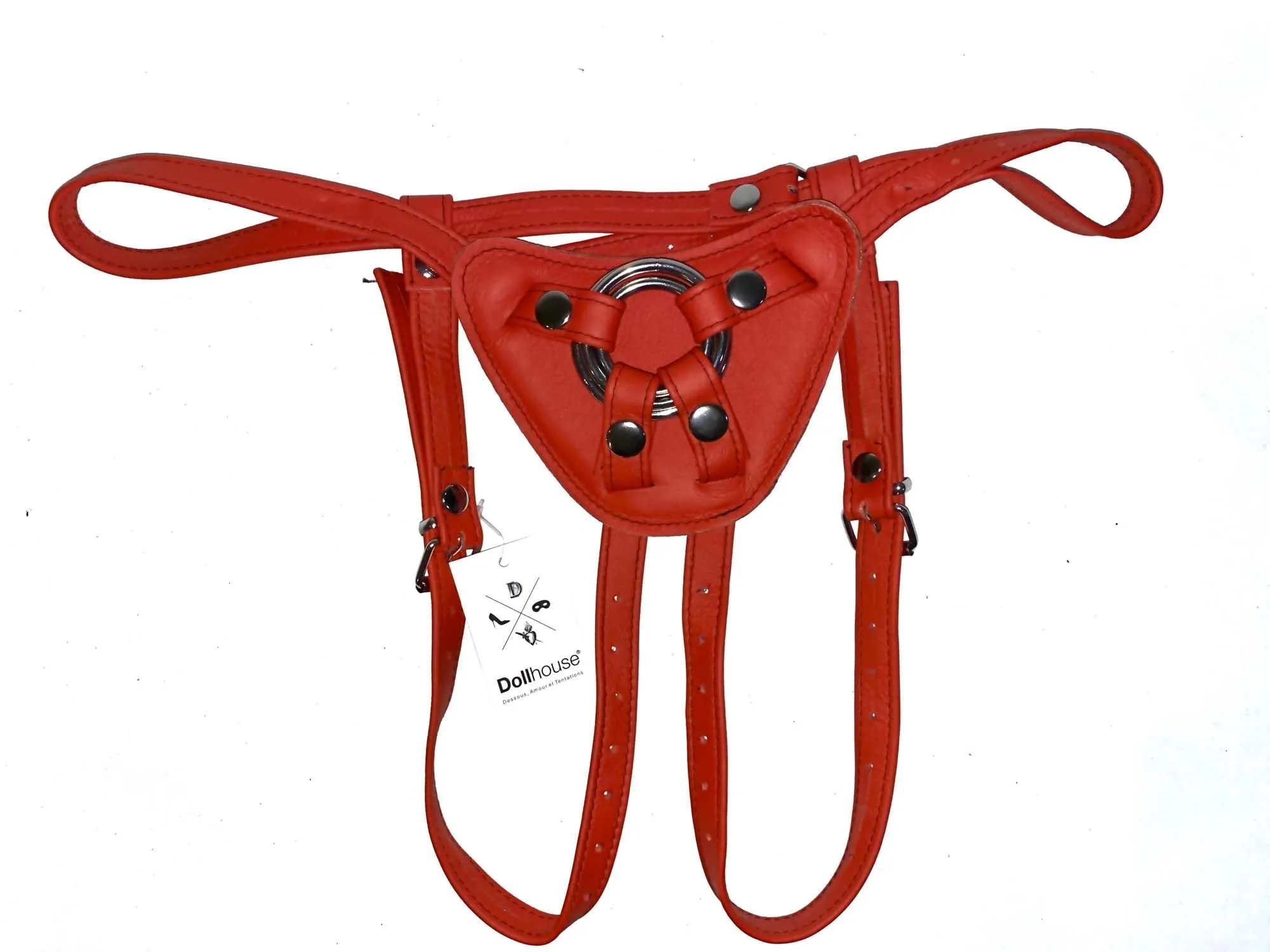 Dollhouse Harnais Pour Gode-ceinture Avec Plastron Amovible - Cuir Souple Rouge 3 Dollhouse Harnais Pour Gode-ceinture Avec Plastron Amovible - Cuir Souple Rouge