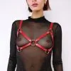 The Sinners Soutien-gorge Harnais En Cuir Rouge -Lingerie Soldes harnais sg rouge