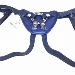 Dollhouse Harnais Pour Gode-ceinture Avec Plastron Amovible - Cuir Souple Bleu