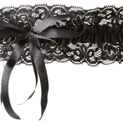 Jarretière En Dentelle Noire Avec Nœud En Satin -Lingerie Soldes jarretiere dentelle noire 3