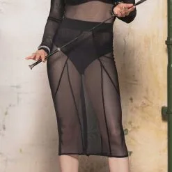 Patrice Catanzaro Jupe Crayon En Résille Ouvrable Sur Le Dos - Atmosphère -Lingerie Soldes jupe crayon resille atmosphere 1