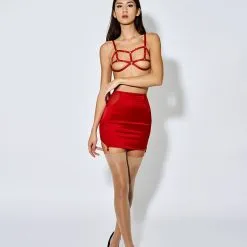 E.L.F. Zhou London Jupe Fesses Nues En Soie Rouge - Scarlet 11 E.L.F. Zhou London Jupe Fesses Nues En Soie Rouge - Scarlet -Lingerie Soldes jupe scarlet spanking girdle 6