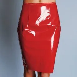 Dollhouse Jupe Ouvrable En Vinyle - Rouge -Lingerie Soldes jupe rouge longue 01
