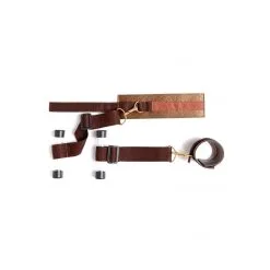 Menottes De Porte En Simili Cuir - Bronze -Lingerie Soldes kit contrainte porte cuivre 2