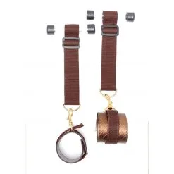 Menottes De Porte En Simili Cuir - Bronze -Lingerie Soldes kit contrainte porte cuivre 3