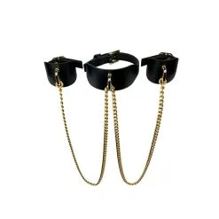 Choker Et Menottes En Laisse En Cuir -Lingerie Soldes la2205