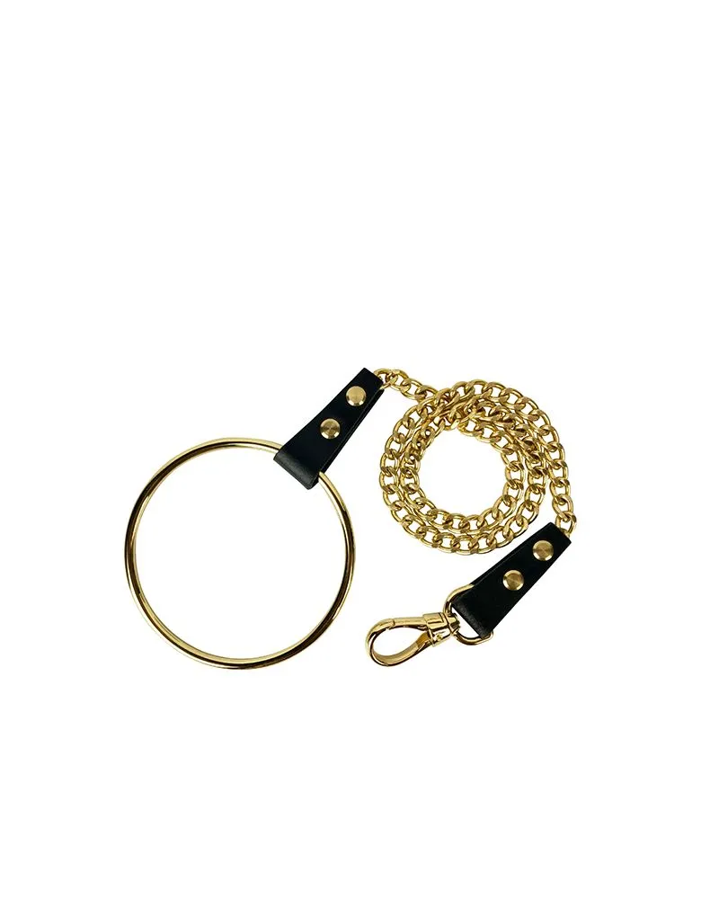E.L.F. Zhou London Laisse O-Ring En Cuir Et Attache Plaquée Or 3 E.L.F. Zhou London Laisse O-Ring En Cuir Et Attache Plaquée Or