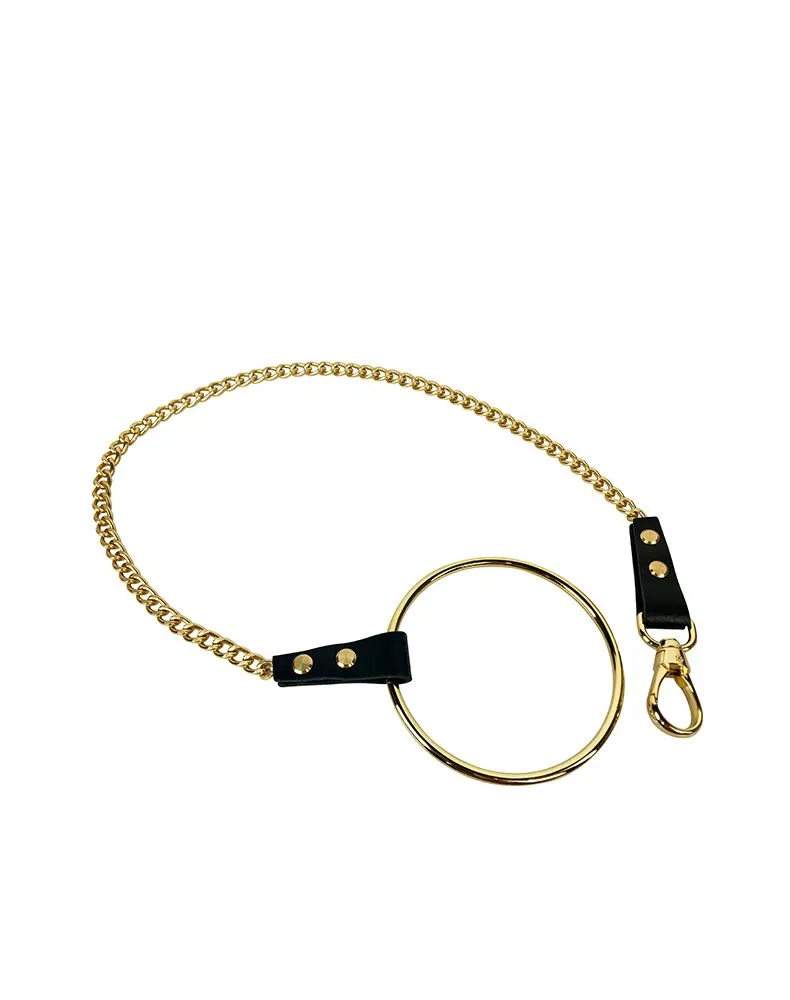 E.L.F. Zhou London Laisse O-Ring En Cuir Et Attache Plaquée Or 5 E.L.F. Zhou London Laisse O-Ring En Cuir Et Attache Plaquée Or – Image 3