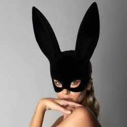 Maison Close Masque Lapin Avec Pompon -Lingerie Soldes masque de lapin maison close les fetiches noir 1