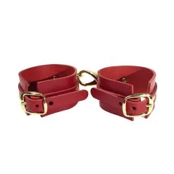E.L.F. Zhou London Menottes En Cuir Rouge - Bridge Cuff Set -Lingerie Soldes menottes bridge cuffs sets rouge 3
