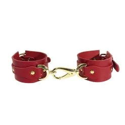 E.L.F. Zhou London Menottes En Cuir Rouge - Bridge Cuff Set -Lingerie Soldes menottes bridge cuffs sets rouge 4
